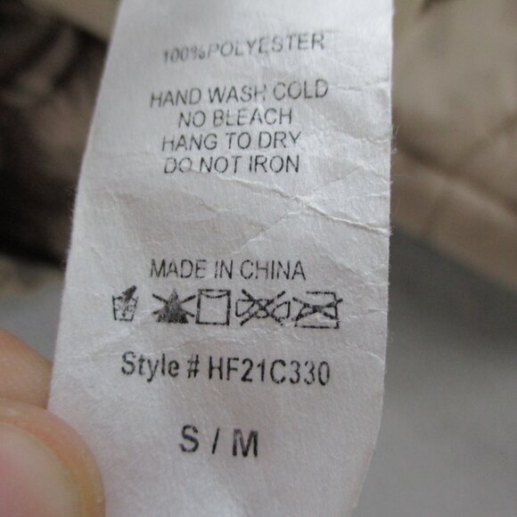 12th Tribe Puffer Jacket Womens S/M Brown Tan Lightweight Hooded Full Zip Coat - Picture 7 of 8